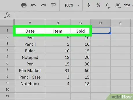 Image titled Make a Header on Google Sheets on PC or Mac Step 4