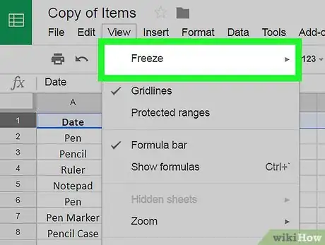 Image titled Make a Header on Google Sheets on PC or Mac Step 7
