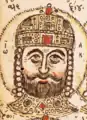 The Byzantine crown was augmented with a spherical top in the 12th century, a change reflected in the portraits from John II Komnenos (r. 1118–1143) onwards.