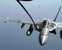 An F/A-18C Hornet from VFA-195 refuels during Operation Southern Watch in 1998.