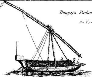 1792 English engraving of Bugis "padua" (padewakang)