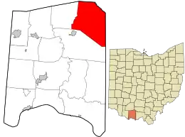 Location in Adams County and the state of Ohio.