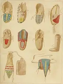 Examples of traditional tribal moccasins