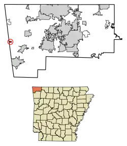 Location of Cherokee City in Benton County, Arkansas.