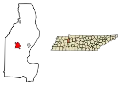 Location of Camden in Benton County, Tennessee.