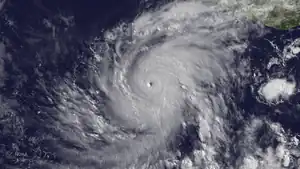 Visible satellite imagery of intense Hurricane Blanca with a pinhole eye on June 3