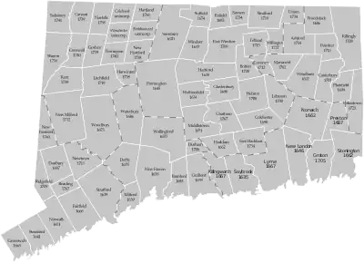 Image 6A map showing Connecticut's towns in 1770. (from History of Connecticut)
