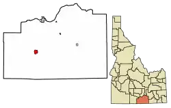 Location of Oakley in Cassia County, Idaho.