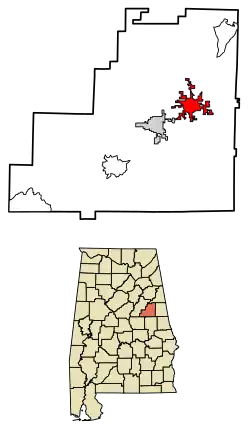 Location of Lineville in Clay County, Alabama.