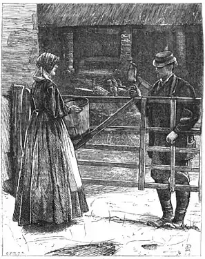 I met her by the yard gate in her simple working dress