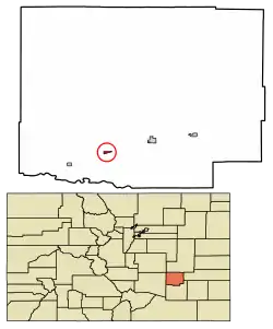 Location of the Town of Crowley in the Crowley County, Colorado.