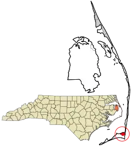 Location in Dare County and the state of North Carolina.