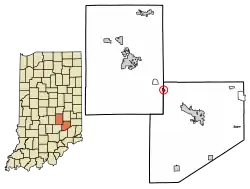 Location of St. Paul in Decatur County and Shelby County, Indiana.