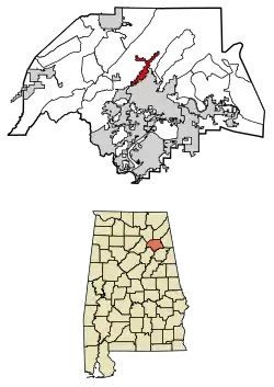 Location of Reece City in Etowah County, Alabama.
