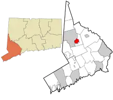 Bethel (CDP)'s location within Fairfield County and Connecticut