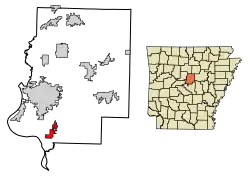 Location of Mayflower in Faulkner County, Arkansas.