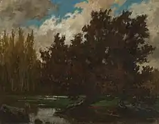 The Pond of Bambois (1865) oil on panel (18.5 × 24 cm) Charleroi Museum of Fine Arts