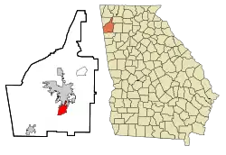 Location in Floyd County and the state of Georgia