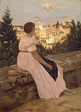 The Pink Dress (View of Castelnau-le-Lez, Hérault), 1864, oil on canvas, Musée d'Orsay