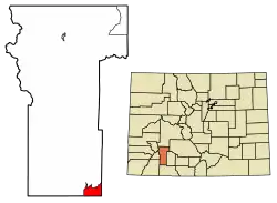 Location of the Piedra CDP in Hinsdale County, Colorado.
