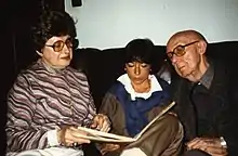 Irène Hamoir, left, and Louis Scutenaire, right, in 1985