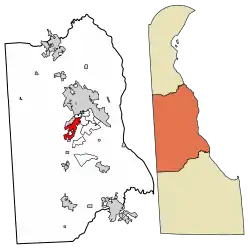Location of Camden in Kent County, Delaware.