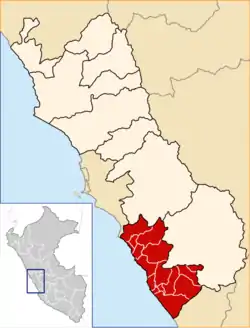 Location of Cañete in Lima Region