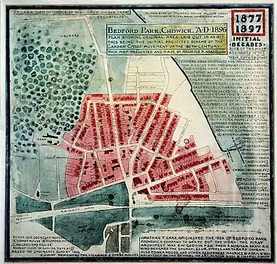 The architect Maurice Bingham Adams's map of Bedford Park, 1897