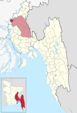 Location of Meghna Upazila