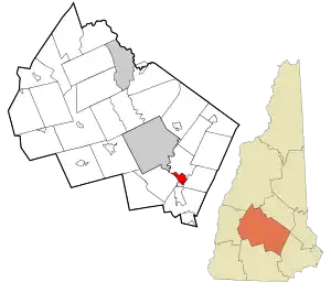 Location in Merrimack County and the state of New Hampshire.