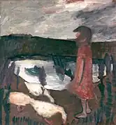 Girl with geese by a pond(1901)