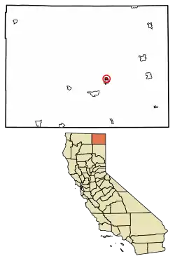 Location of Daphnedale Park in Modoc County, California.
