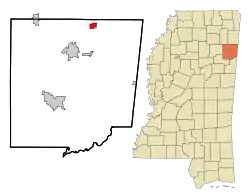 Location of Smithville, Mississippi