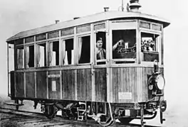 Steam railcar for the narrow gauge Niederösterreichische Landesbahnen (DE), built by Komarek of Vienna in 1903