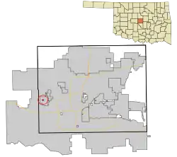 Location in Oklahoma County and the state of Oklahoma.