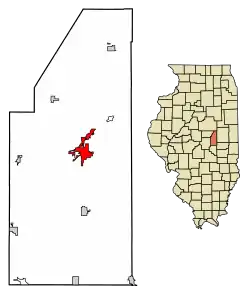 Location of Monticello in Piatt County, Illinois