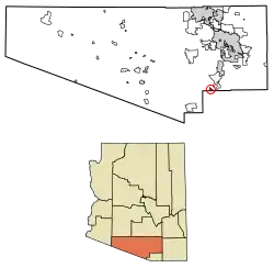 Location of Arivaca Junction in Pima County, Arizona.