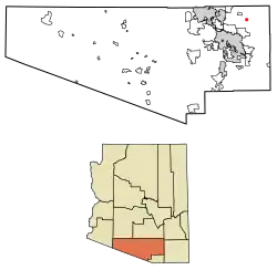Location of Willow Canyon in Pima County, Arizona.