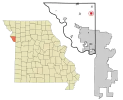 Location of Ridgely, Missouri