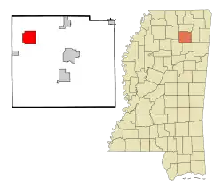 Location of Thaxton, Mississippi