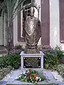 Statue of the late Pope John Paul II on the grounds of the cathedral.