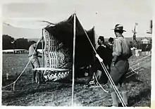 Egyptian scouts raising a decorated khayamiya tent at the 4th World Scout Jamboree in Budapest, Hungary in 1933