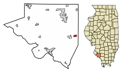 Location of Percy in Randolph County, Illinois.