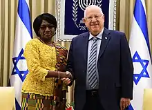 Ghanaian ambassador Hannah Ama Nyarko and Israeli President Reuven Rivlin, 2018.