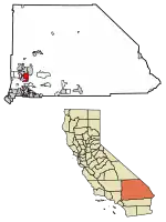 Location of Hesperia in San Bernardino County, California.
