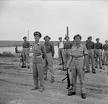 Officers and men in ranks for inspection