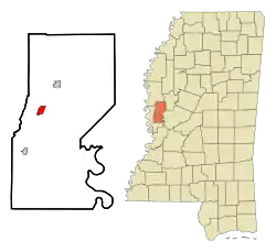 Location within Sharkey County and Mississippi