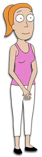 A teenage girl wearing a pink T-shirt and white pants. She is smiling and has her arms crossed.