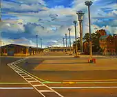 'The empty wharf from shed 5', oil on canvas, 100 x 122 cm, 2008, © Jane Bennett