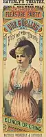 c. 1880. Theater poster, Haverly's Theater, production Elinor Deering stars in W. C. Mitchell's Our Goblins, or Fun on the Rhine.